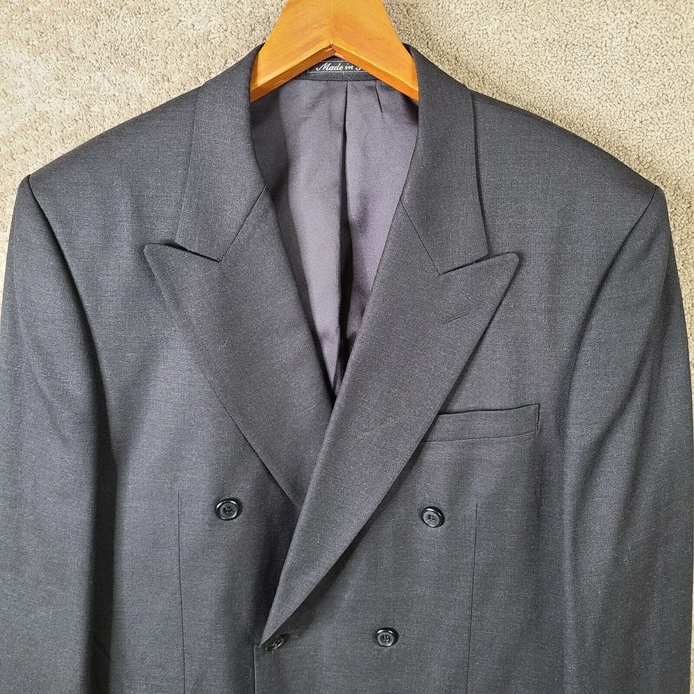 Joseph & Feiss International Jacket Men 42L Gray Blazer‎ Wool Double Breasted